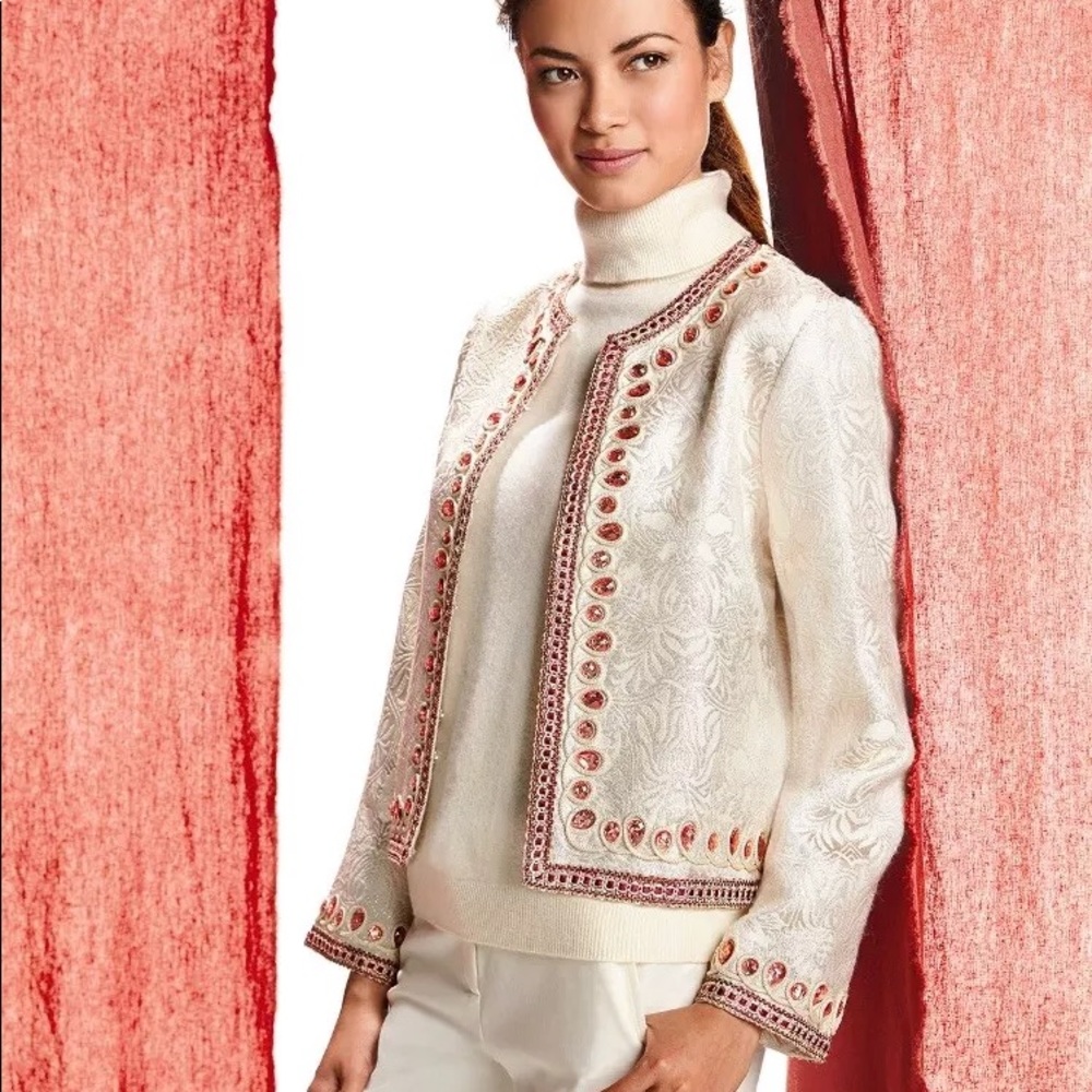 Michael simon Jacket sequined cardigan ivory NWT - Picture 2 of 8
